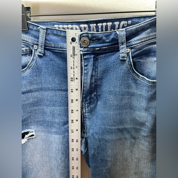 Hydraulic Blue Denim Distressed Jegging Jeans Womens 12 Stretch Cute 2314 - Picture 4 of 9